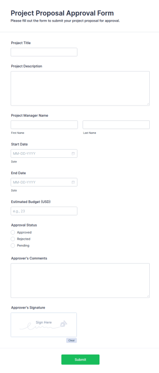 Project Proposal Approval Form Template