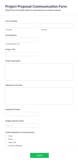 Project Proposal Communication Form Template
