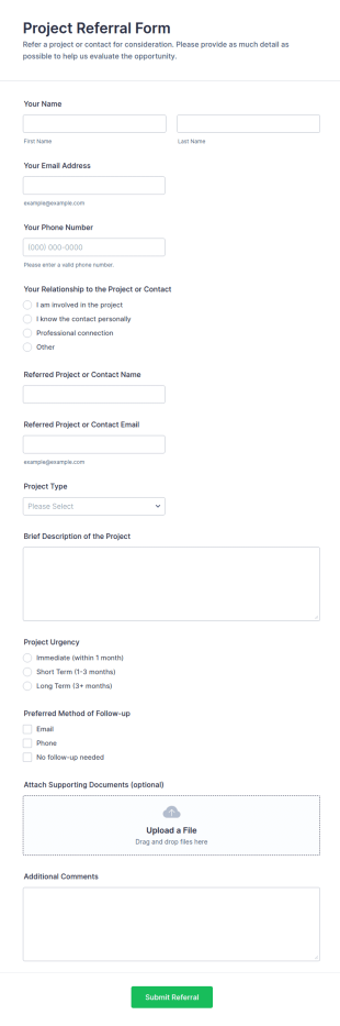 Project Referral Form Template
