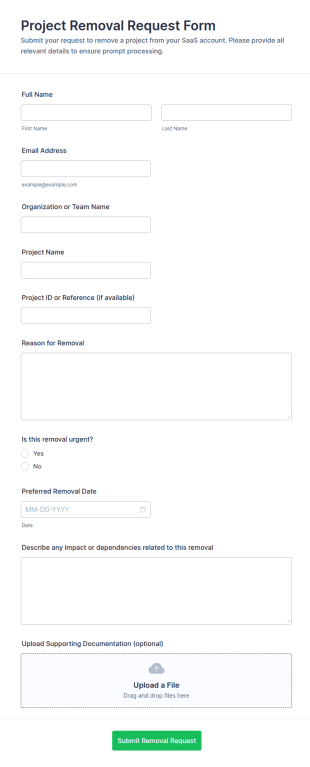 Project Removal Request Form Template