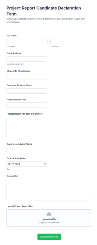 Project Report Candidate Declaration Form Template