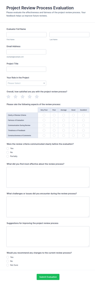 Project Review Process Evaluation Form Template