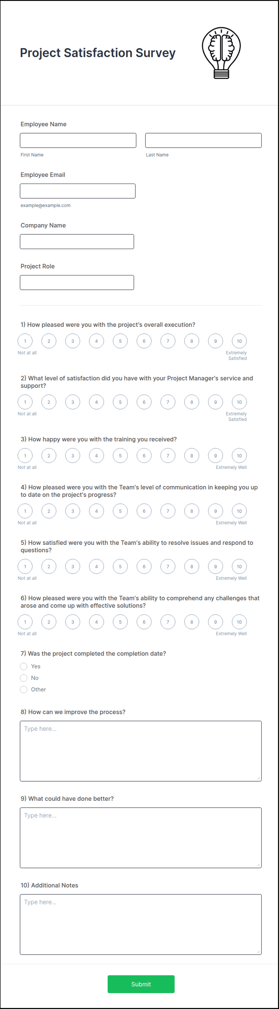 Project Satisfaction Survey Form Template | Jotform