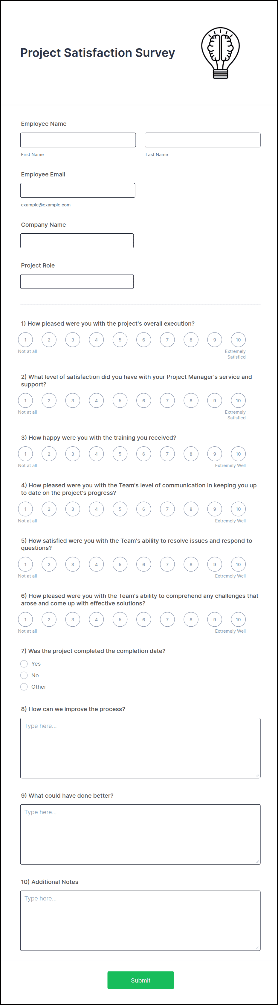 Project Satisfaction Survey Form Template | Jotform