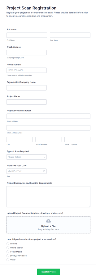 Project Scan Registration Form Template