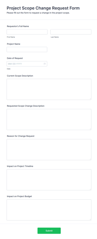 Project Scope Change Request Form Form Template