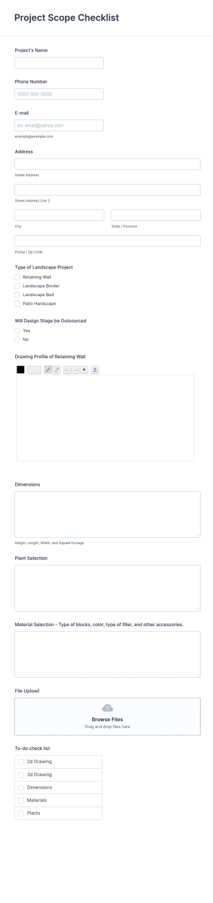 Project Scope Checklist Form Template