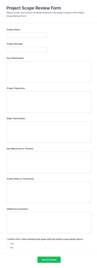 Project Scope Review Form Template