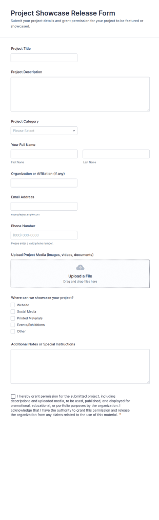 Project Showcase Release Form Template