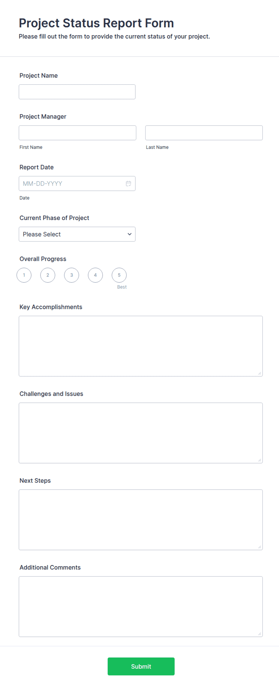 Project Status Report Form Template | Jotform
