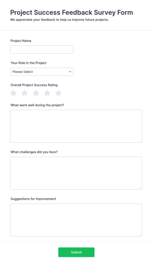 Project Success Feedback Survey Form Template