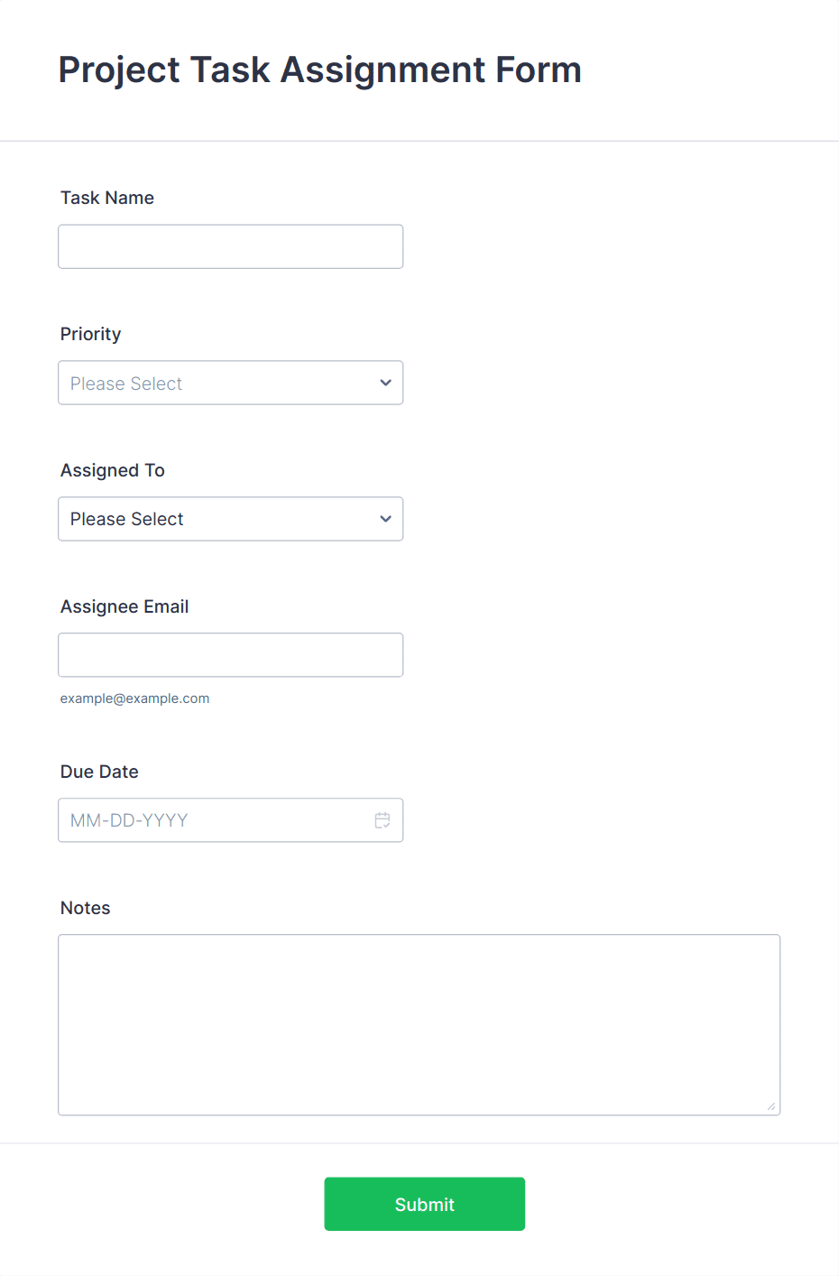 Project Task Assignment Form Template | Jotform