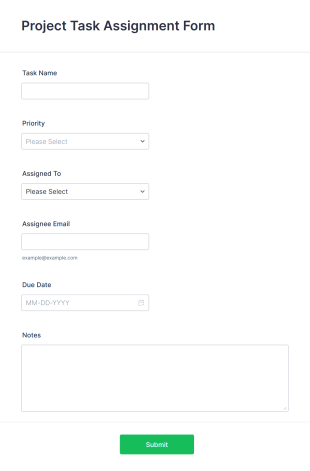 Project Task Assignment Form Template