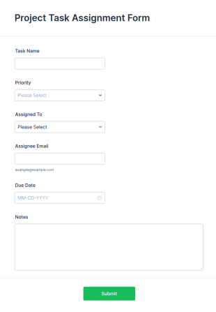 Project Task Assignment Form Template