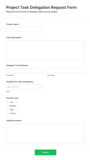 Project Task Delegation Request Form Template