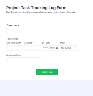 Project Task Tracking Log Form Template