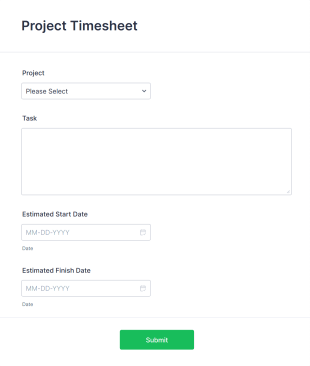 Project Timesheet Form Template