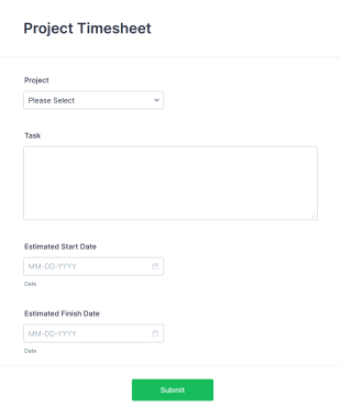 Project Timesheet Form Template