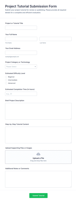 Project Tutorial Submission Form Template
