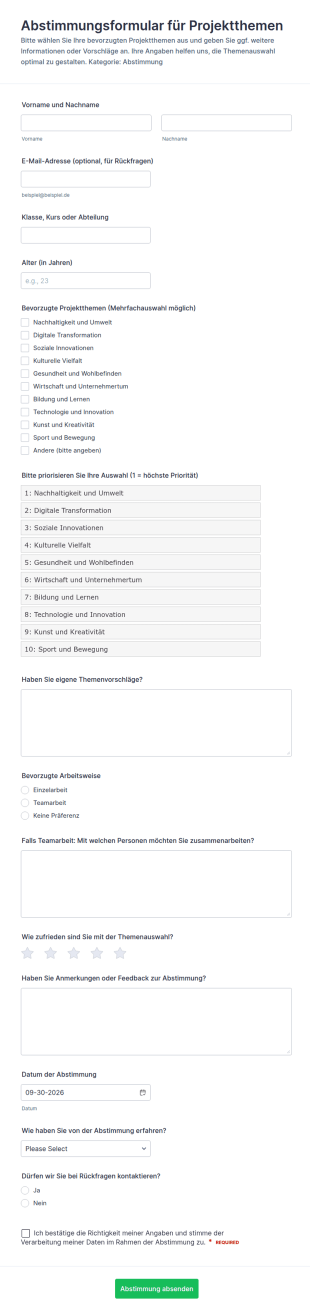 Projekt Themen Abstimmung Umfrage