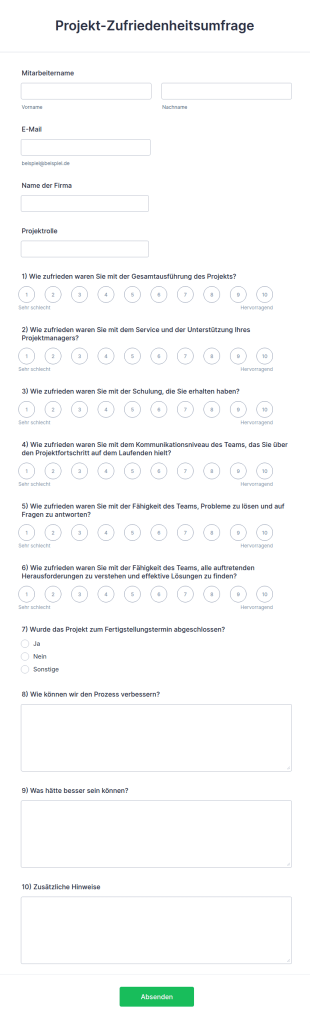Projekt Zufriedenheitsumfrage
