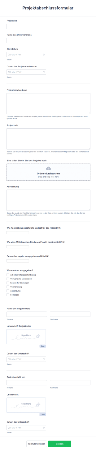 Projektabschlussformular