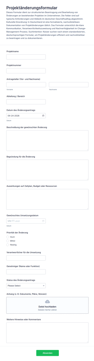 Projektänderungsformular