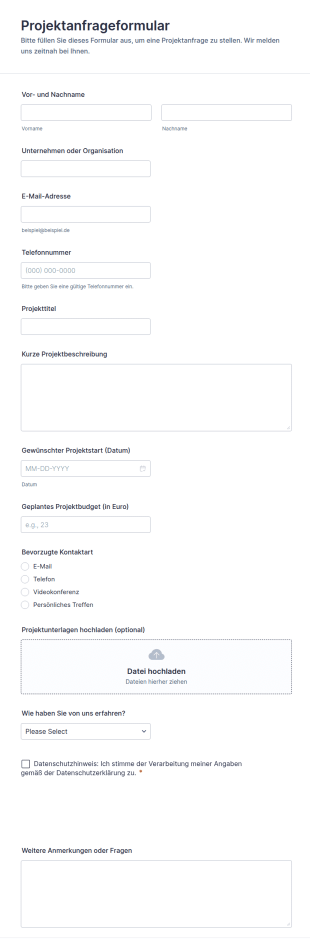 Projektanfrageformular