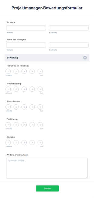 Projektmanager Bewertungsformular