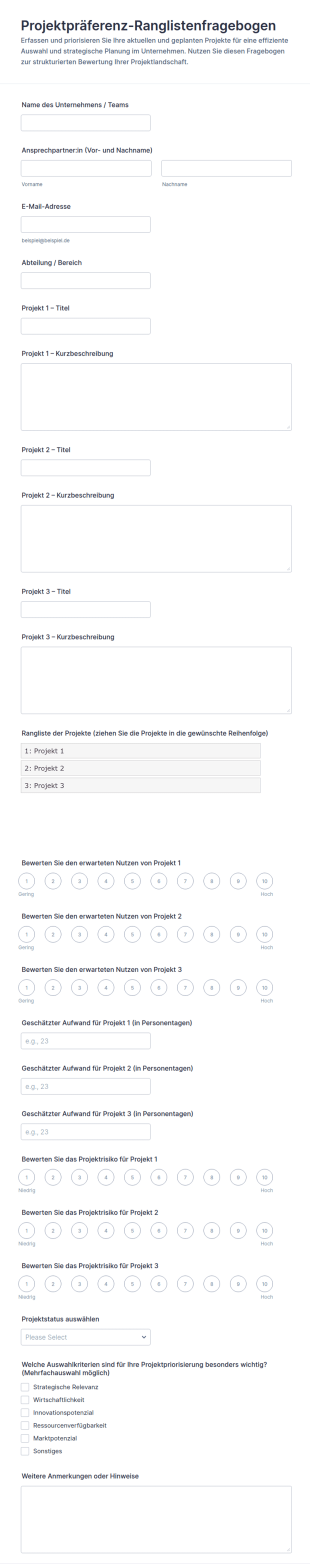 Projektpräferenz Ranking Umfrage