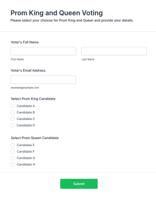 Prom King And Queen Voting Form Template