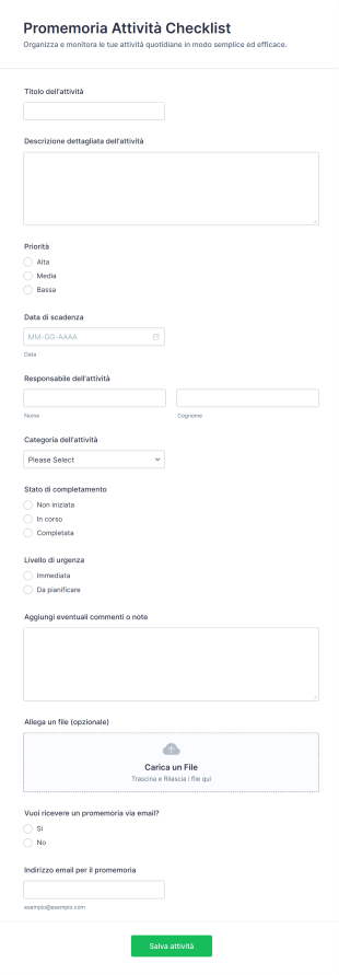 Promemoria Attività Checklist