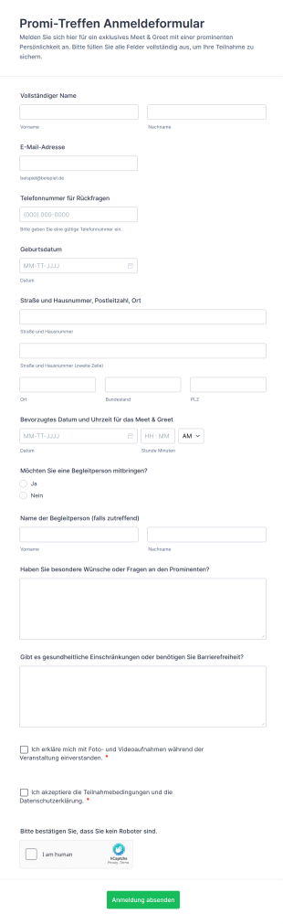 Promi Treffen Anmeldeformular