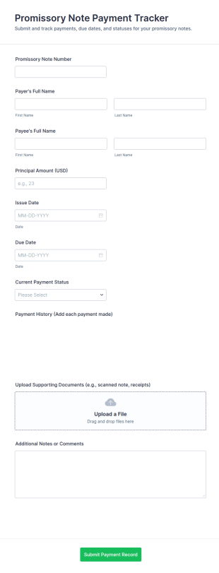 Promissory Note Payment Tracker Form Template
