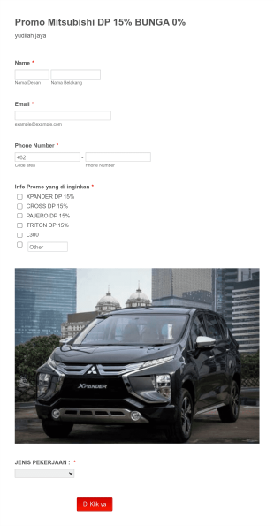 Promo Mitsubishi DP 15% BUNGA 0% Form Template