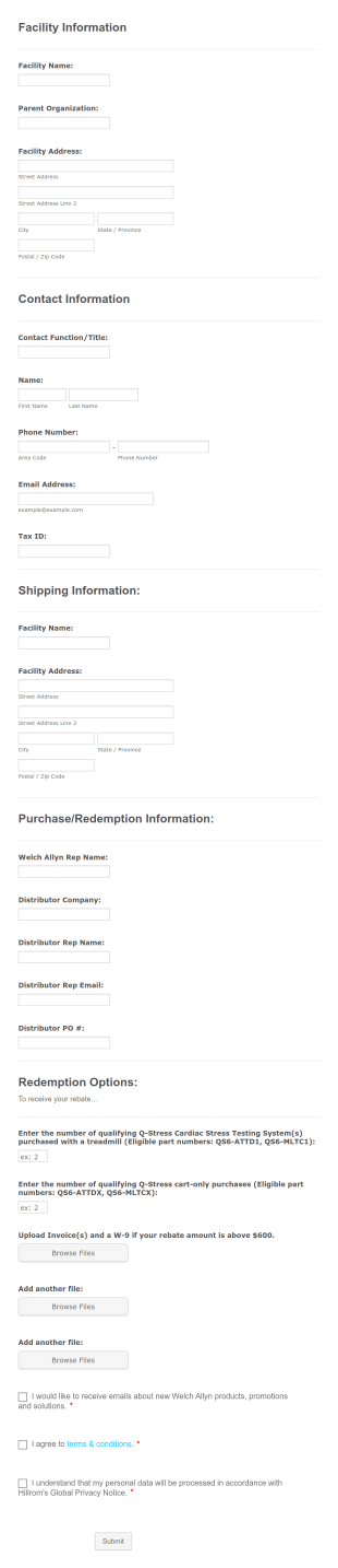 Promo Redemption Form Template
