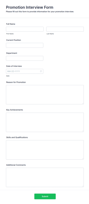 Promotion Interview Form Template