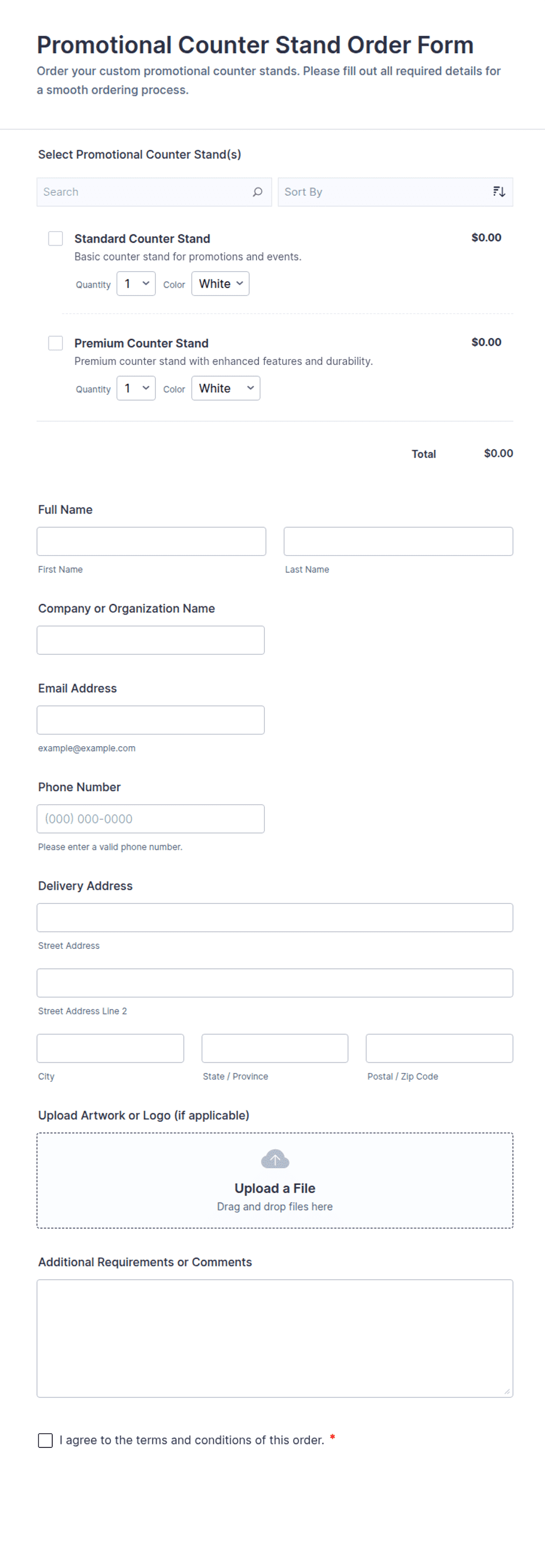 Dual Counter Order Collection Promotional Counter Stand Order Form Template | Jotform