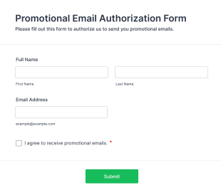 Promotional Email Authorization Form Template