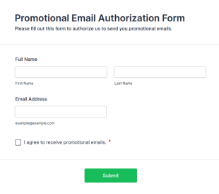 Promotional Email Authorization Form Template