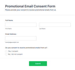 Promotional Email Consent Form Template