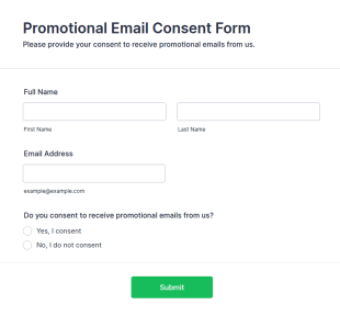 Promotional Email Consent Form Template