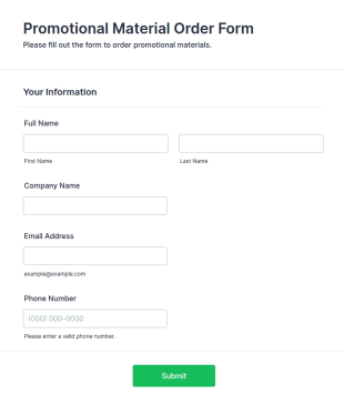Promotional Material Order Form Template