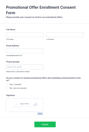 Promotional Offer Enrollment Consent Form Template