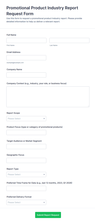 Promotional Product Industry Report Request Form Template