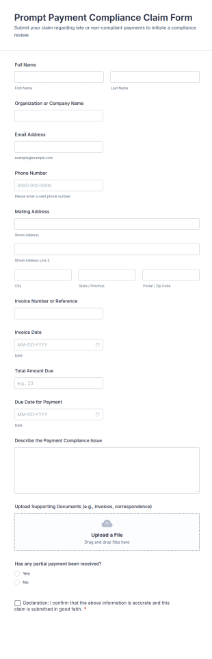 Prompt Payment Compliance Claim Form Template