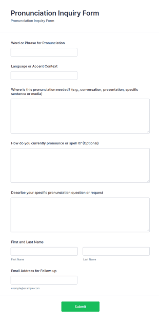 Pronunciation Inquiry Form Template