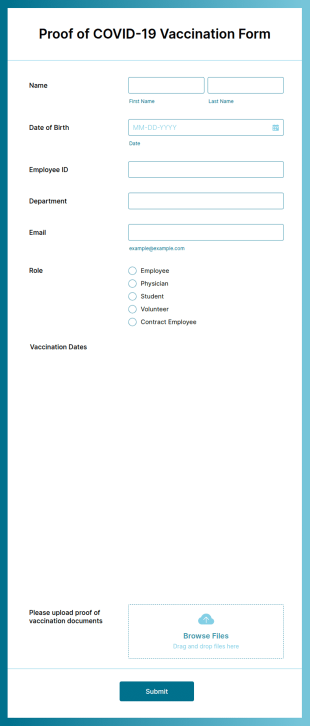 Proof Of COVID 19 Vaccination Form Template