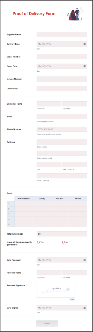 Proof Of Delivery Form Template