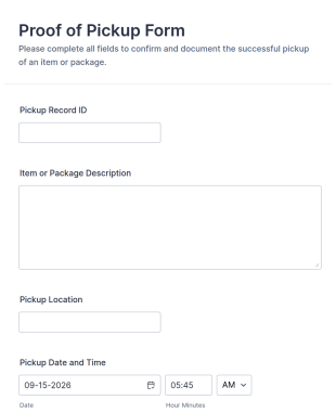 Proof Of Pickup Form Template